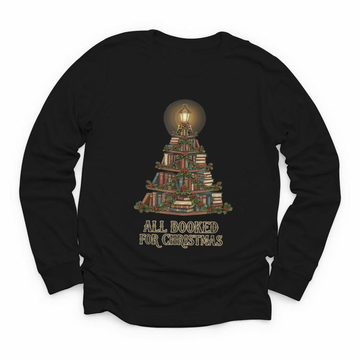 All Booked For Christmas Book Tree Book Lover Teacher Youth Long Sleeve Tee