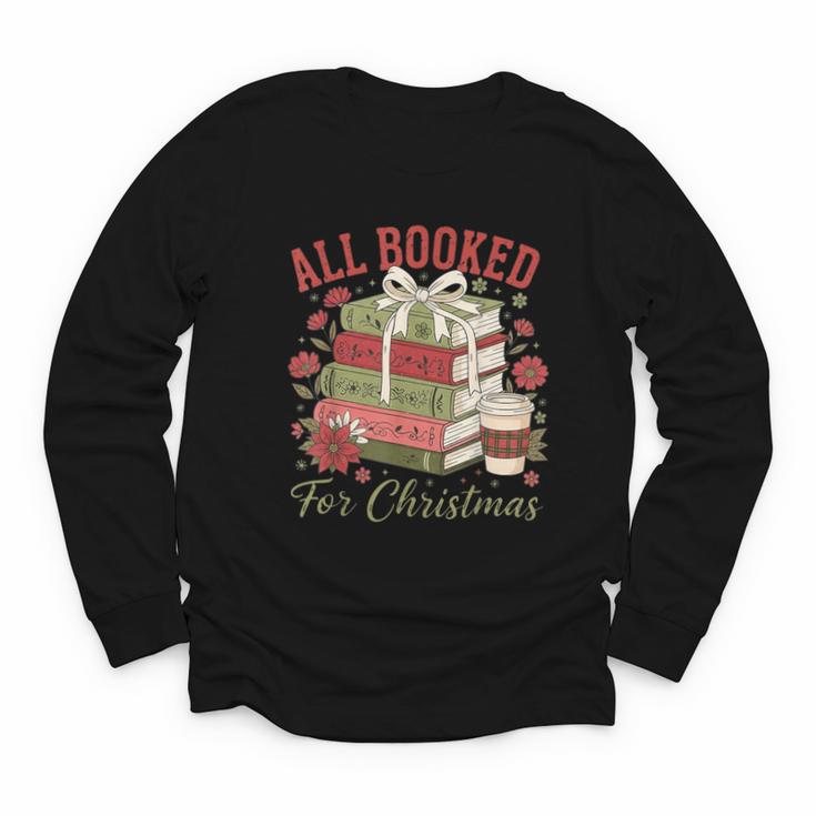 All Booked For Christmas Coquette Xmas Book Club Book Lovers Youth Long Sleeve Tee