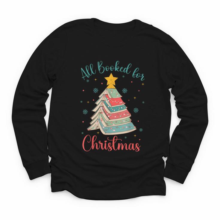 All Booked For Christmas Tree Book Bookish Christmas Youth Long Sleeve Tee