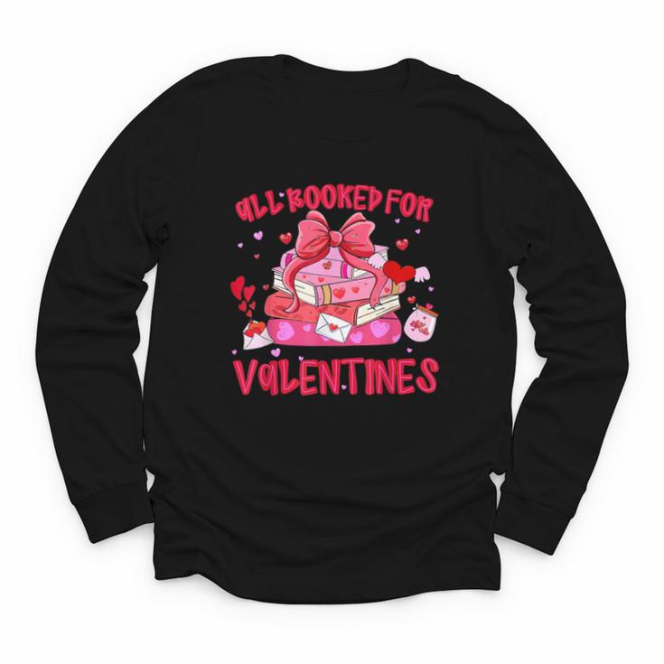 All Booked For Valentines Coquette Bow Book Valentine Day Youth Long Sleeve Tee