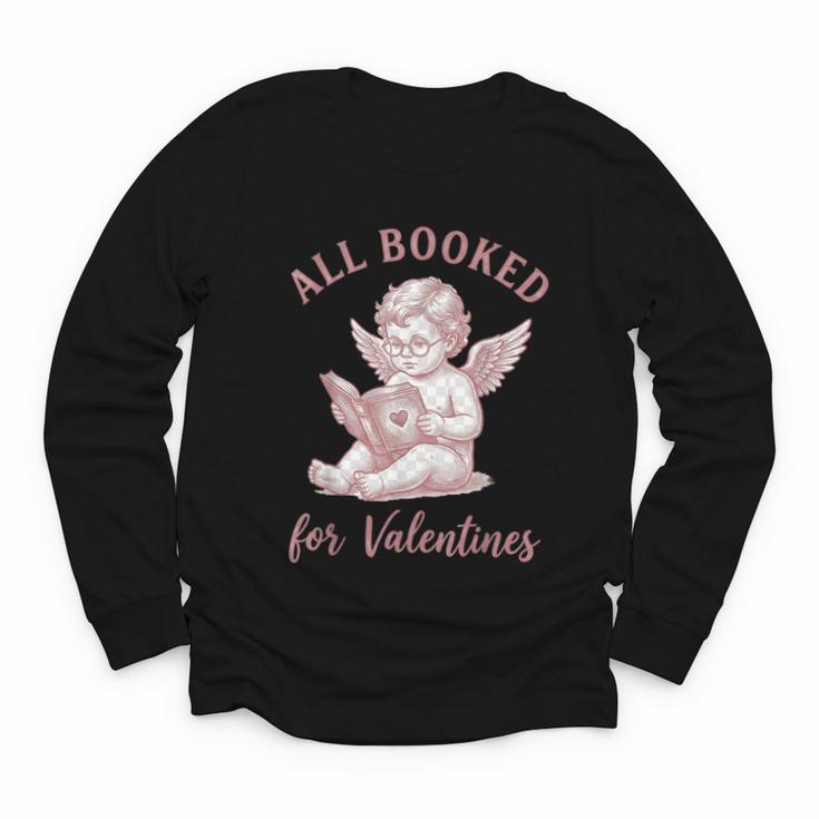 All Booked For Valentines Cute Cherub Vintage Book Lover Youth Long Sleeve Tee
