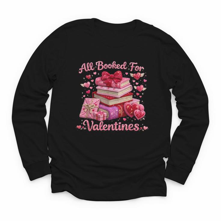 All Booked Valentine's Girly Teacher Coquette Love Youth Long Sleeve Tee