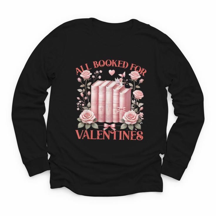 All Booked For Valentines Shirt Romantic Cupid Roses Books Youth Long Sleeve Tee