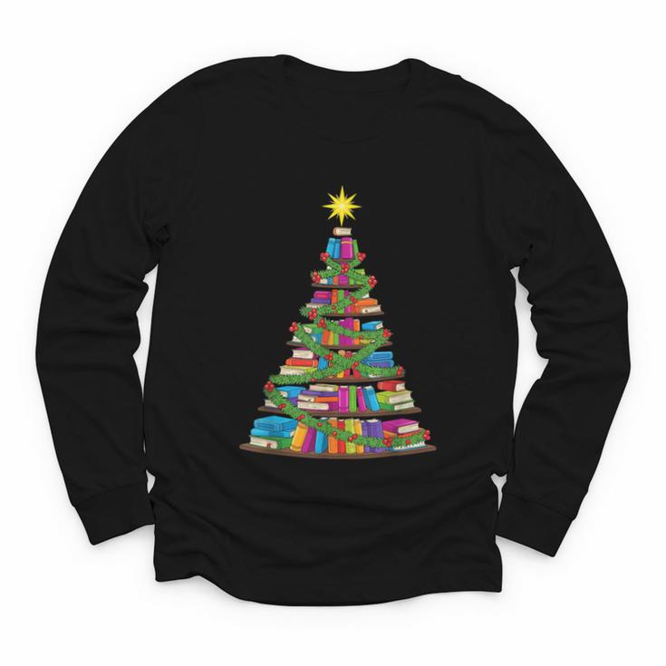 Bookmas Christmas Book Tree Book Lover English Teacher Youth Long Sleeve Tee