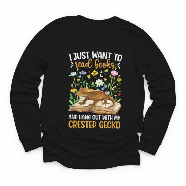 Books And Crested Gecko Owner Crestie Lover Youth Long Sleeve Tee