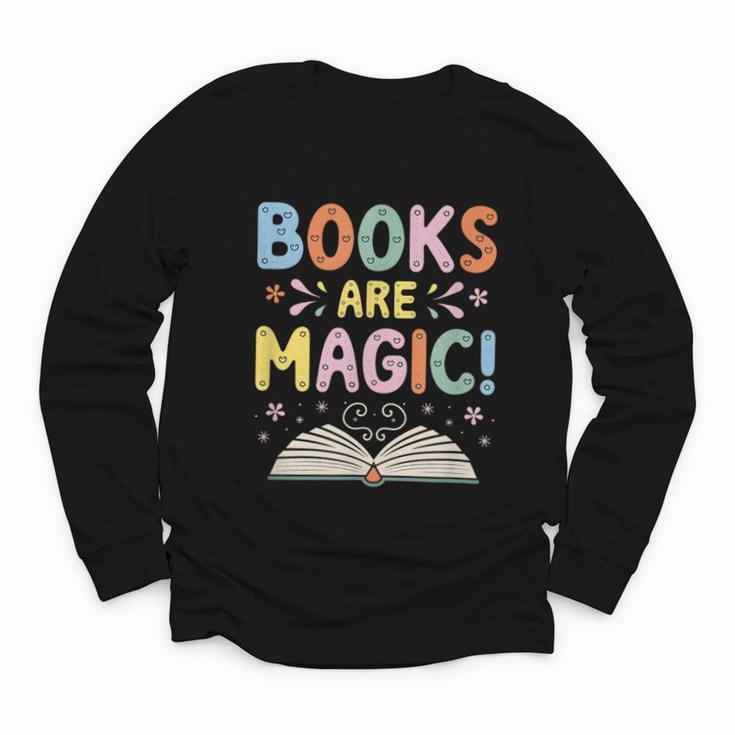 Books Are Magic Whimsical Retro Bookworm Youth Long Sleeve Tee