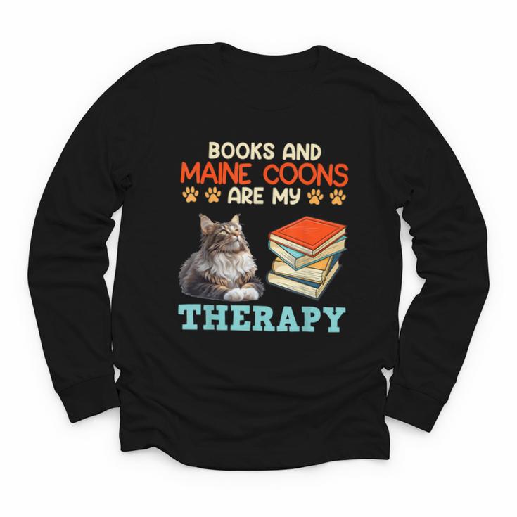 BOOKS AND MAINE COONS ARE MY THERAPY Main Coon Youth Long Sleeve Tee