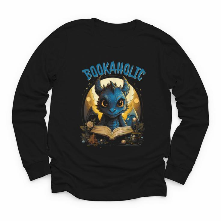 Books Quote Bookaholic Dragon Bookish Reading Youth Long Sleeve Tee