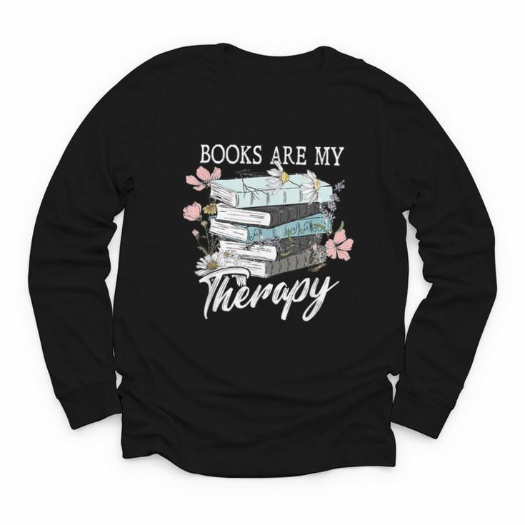 Books Are My Therapy Summer Reading Book Lovers Youth Long Sleeve Tee