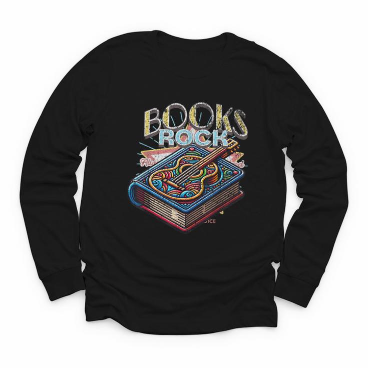 Books Rock Rock'n Roll Science Of Reading Teachers Guitar Youth Long Sleeve Tee