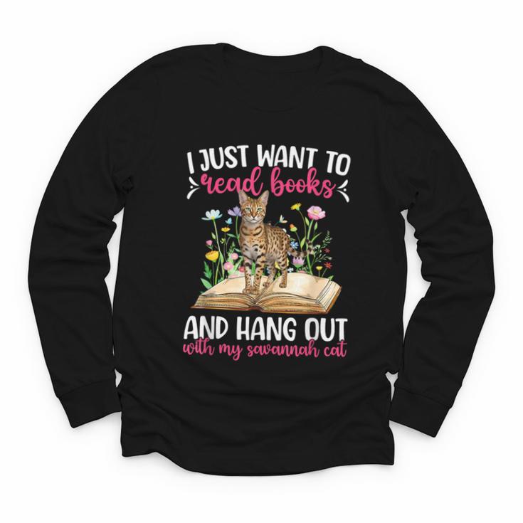 Books And My Savannah Cat Owner Savannah Cat Lover Youth Long Sleeve Tee