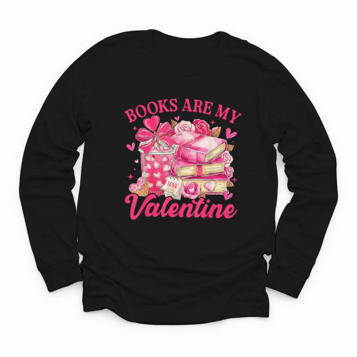 Books Are My Valentine Book Lover Heart Matching Party Youth Long Sleeve Tee