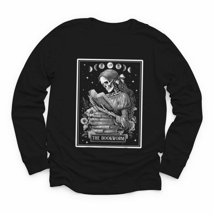 The Bookworm Book Reader Reading Tarot Card Witchy Moon Youth Long Sleeve Tee