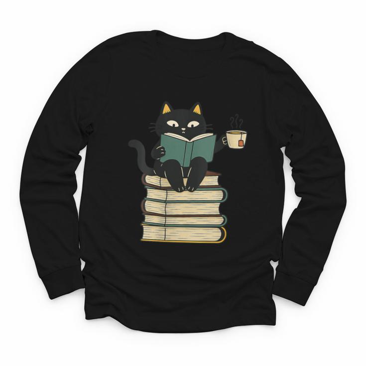 Cat Reading Book Youth Long Sleeve Tee