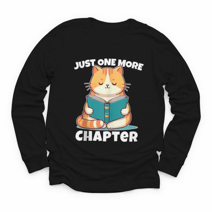 Cat Reading Books Bookworm Read One More Chapter Youth Long Sleeve Tee