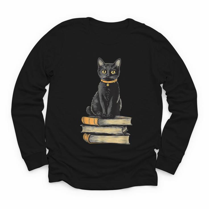 Cat Sitting On Books Youth Long Sleeve Tee
