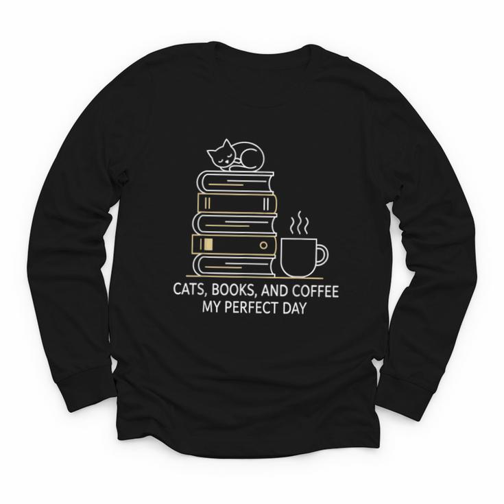 Cats Books And Coffee My Perfect Day Youth Long Sleeve Tee