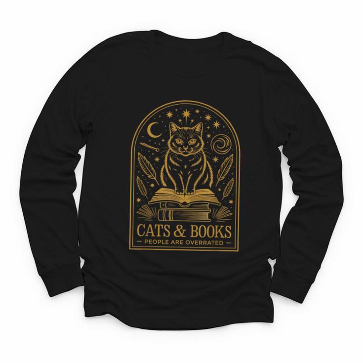 Cats And Books Because People Are Overrated Youth Long Sleeve Tee