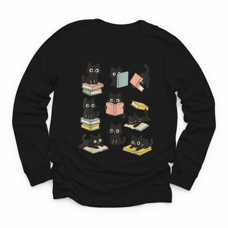 Cats Reading Books Cat Lover Youth Long Sleeve Tee