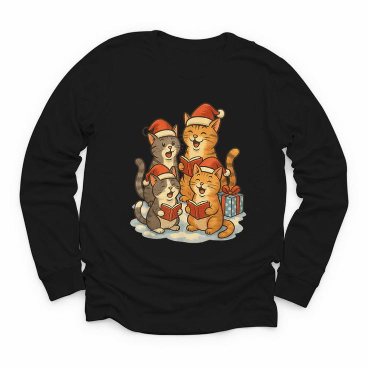 Cats Reading Books Christmas Tree Youth Long Sleeve Tee