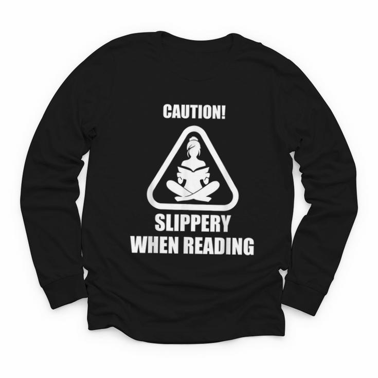Caution Slippery When Reading Book Lover Youth Long Sleeve Tee