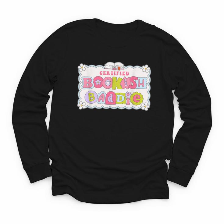 Certified Bookish Baddie Cute Book Lover Youth Long Sleeve Tee