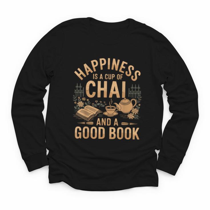 Chai And A Good Book Lover Reading Chai Tea Chai Latte Youth Long Sleeve Tee