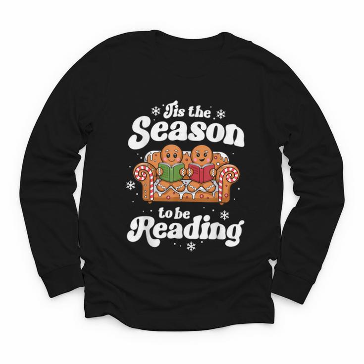 Christmas Book Lover Gingerbread Library Reading Bookaholic Youth Long Sleeve Tee