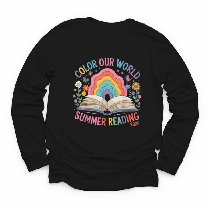 Color Our World Summer Reading 2025 Rainbow Art Book Youth Long Sleeve Tee