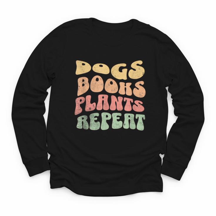 Colorful Dogs Books Plants Repeat Youth Long Sleeve Tee