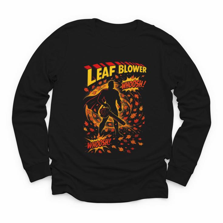 Comic Book Superhero Fall Season Leaf Blower Youth Long Sleeve Tee