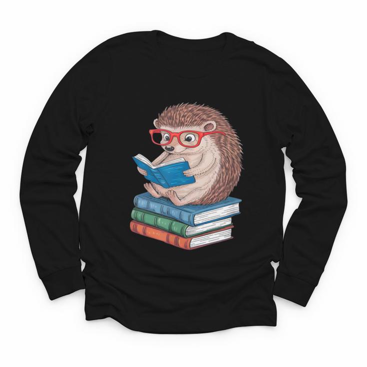Cool Hedgehog Book Nerd Readers Youth Long Sleeve Tee