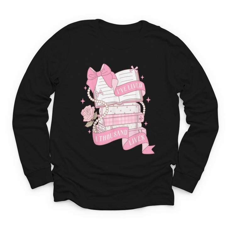 Coquette Reading Book Lover Pink Bow Bookish Mom & Daughter Youth Long Sleeve Tee