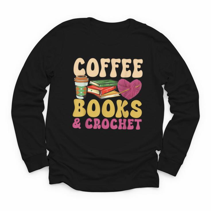 Crochet Coffee Reading Books Crocheter Crocheting Youth Long Sleeve Tee