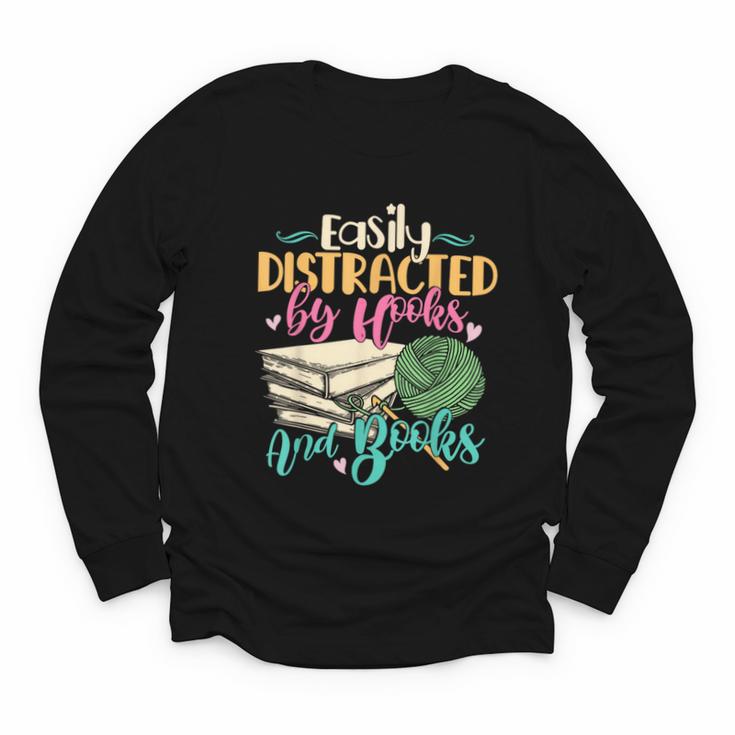 Crochet And Reading Crocheter Bookish Crocheting Book Lover Youth Long Sleeve Tee
