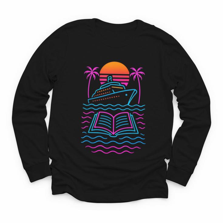 Cruise Ship Vacations Reading Book Lovers Sunset Youth Long Sleeve Tee