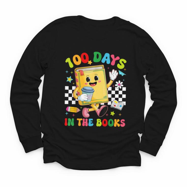 Cute 100 Days In The Books Groovy Boy Girl Teacher Youth Long Sleeve Tee