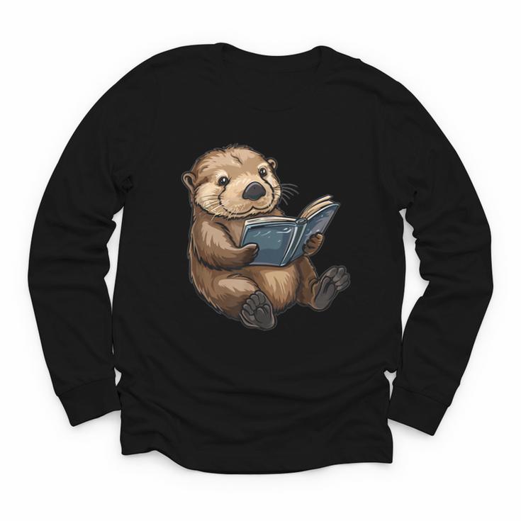 Cute Book Sea Otter Youth Long Sleeve Tee