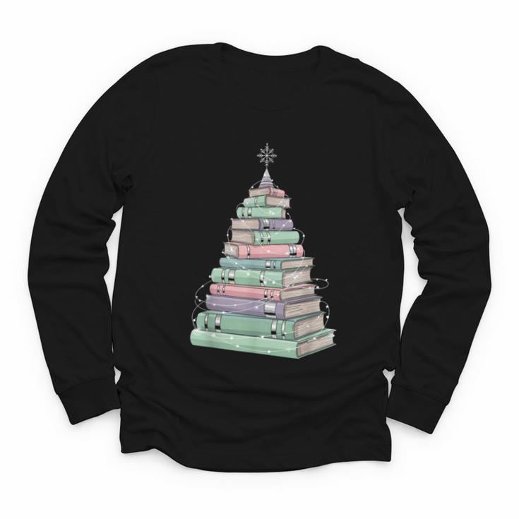 Cute Bookmas Christmas Book Tree Book Lover Teacher Youth Long Sleeve Tee