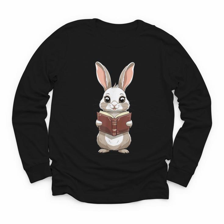 Cute Bookworm Bunny Reading For Kids And Teachers Youth Long Sleeve Tee