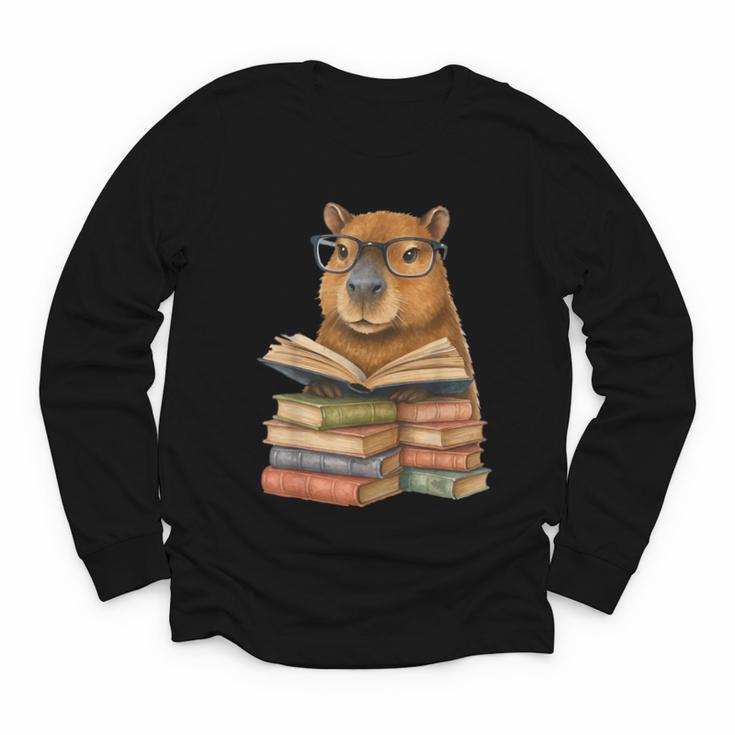 Cute Capybara Reading Books Animal Capybara Bookworms Youth Long Sleeve Tee