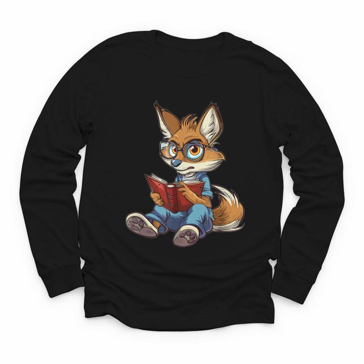 Cute Coyote With Book I Kids Coyote Youth Long Sleeve Tee