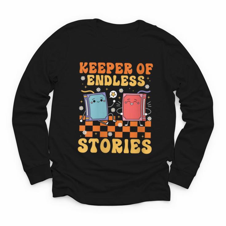 Cute Librarian Library Book Lover Keeper Of Endless Stories Youth Long Sleeve Tee