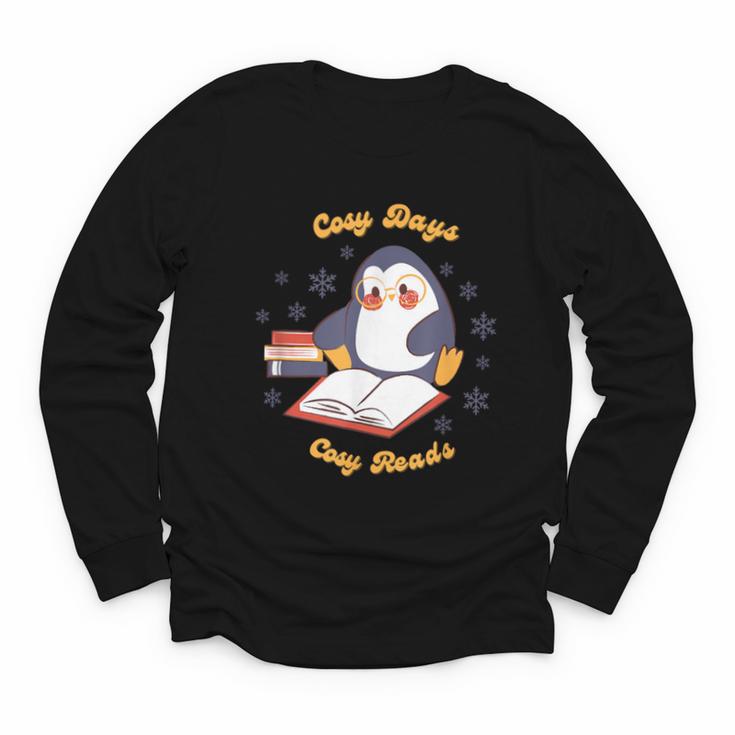 Cute Xmas Book Lover Penguin Reading Cosy Days Cosy Reads Youth Long Sleeve Tee