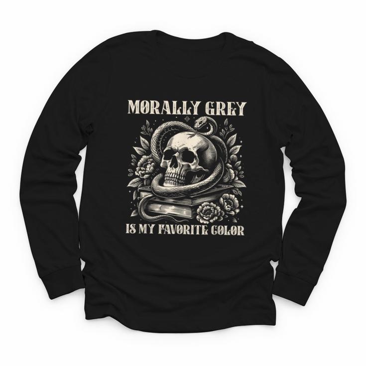 Dark Romance Book Villain Morally Grey Is My Favorite Color Youth Long Sleeve Tee