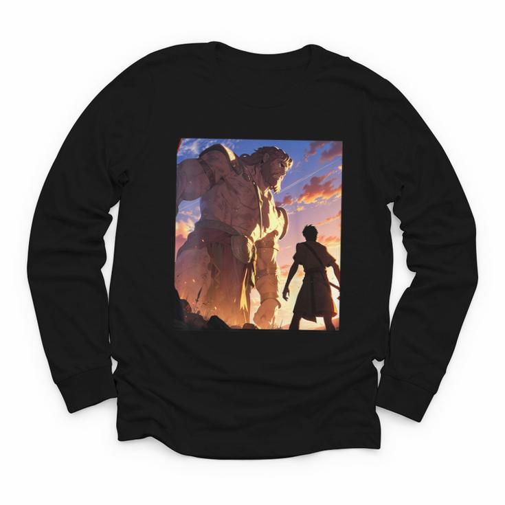 David And Goliath Bible Book Of Samuel Famous Bible Story Youth Long Sleeve Tee