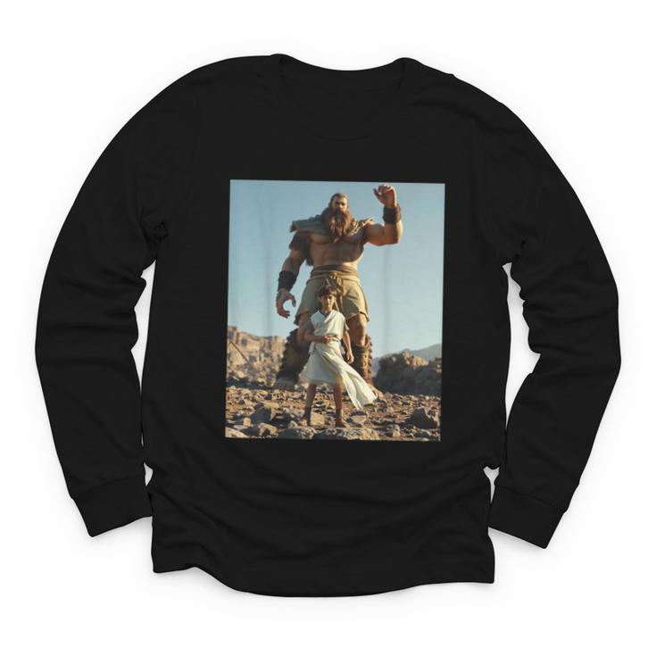 David And Goliath Bible Book Of Samuel King David Youth Long Sleeve Tee
