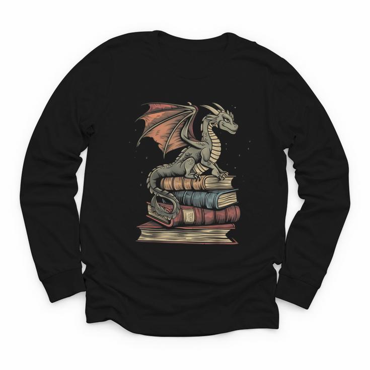 Dragon Fantasy Book Lover Book Nerd Youth Long Sleeve Tee