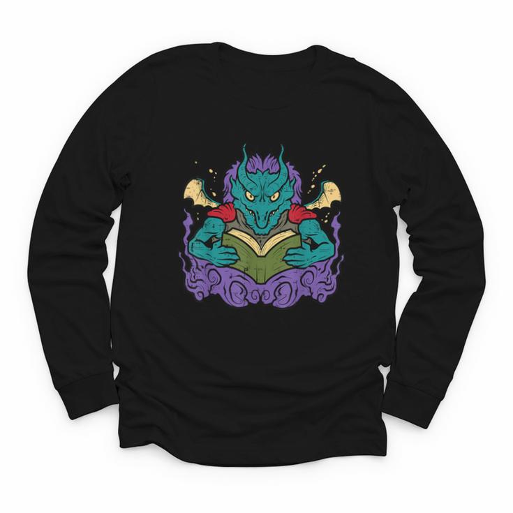 Dragon Read Reading Librarian Book Across America Kids Youth Long Sleeve Tee