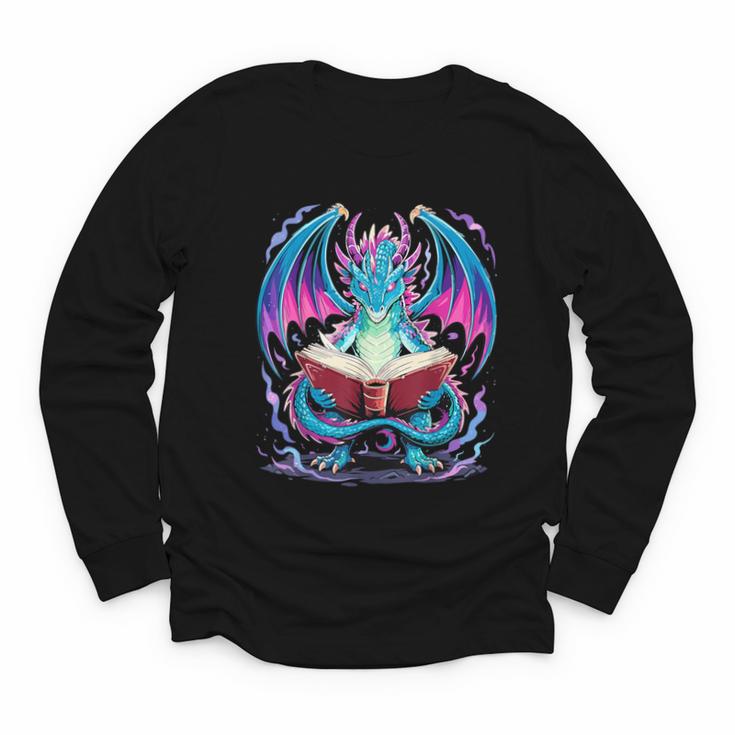 Dragon Reading Book Lover Youth Long Sleeve Tee